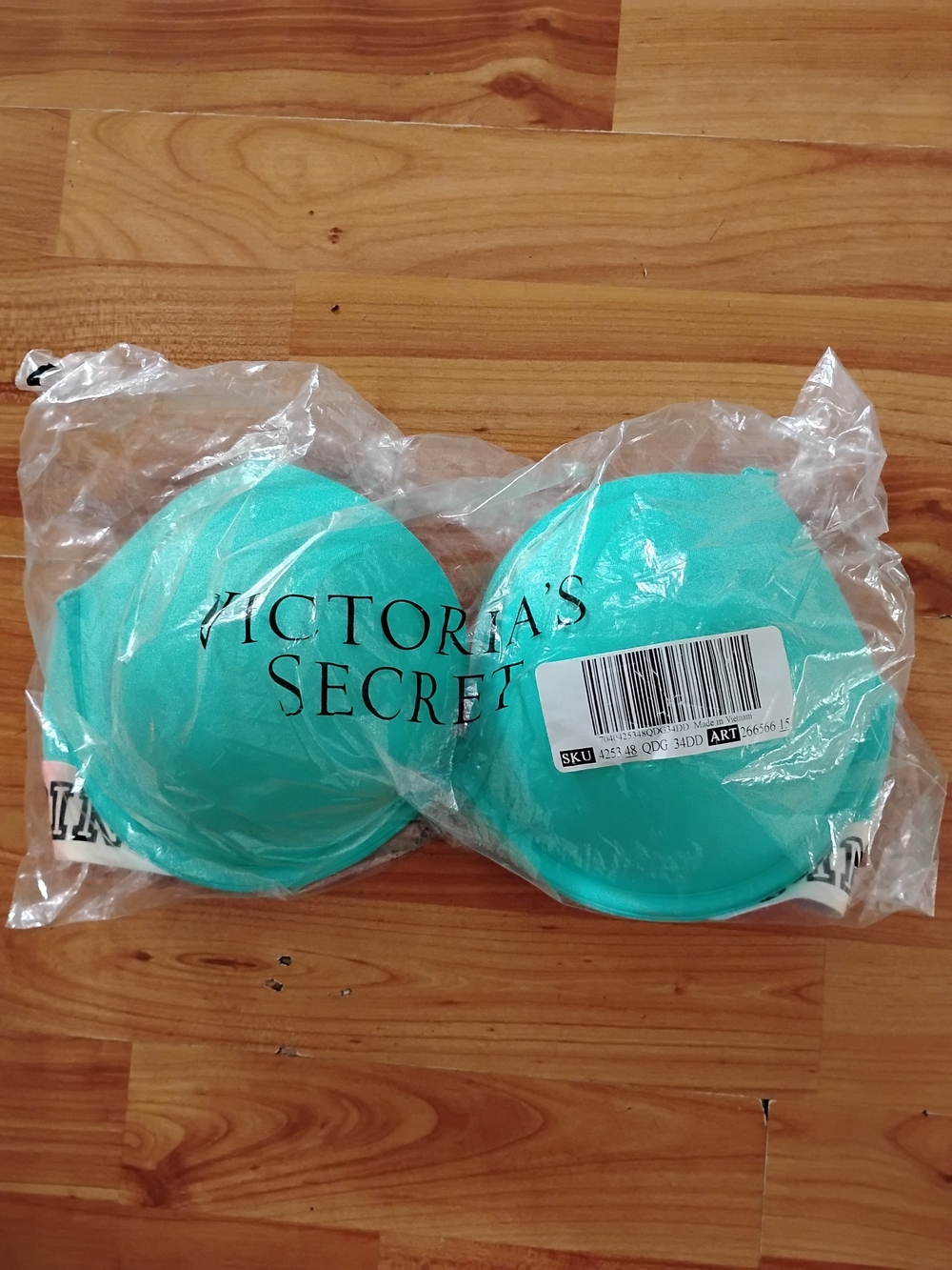 New Victoria's Secret Pink Turquoise Super Push-Up Bra